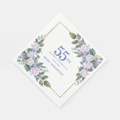 Witte Roos Blauwe Bloemstuk Aangepaste 55e Verjaar Servet (Hoek)