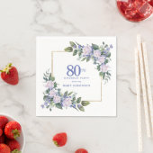 Witte Roos Blauwe Bloemstuk Aangepaste 80ste Verja Servet (Insitu)
