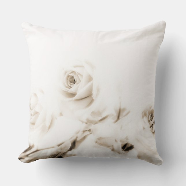 Witte roos bloem uit de vintage stijl kussen (Voorkant)