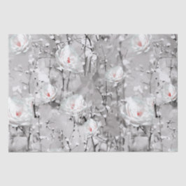 Witte roos bloem winter bloemig grijs tissuepapier
