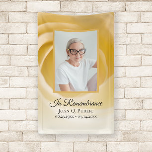 Witte roos bloemblaadjes begrafenismonument spandoek