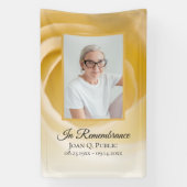 Witte roos bloemblaadjes begrafenismonument spandoek (Verticaal)