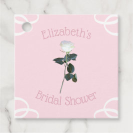 Witte Roos Bloemblad Roze Bruidsdouche Bedankjes Labels