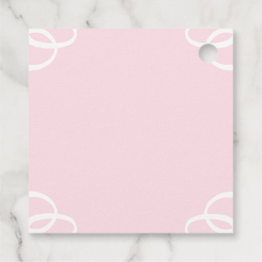 Witte Roos Bloemblad Roze Bruidsdouche Bedankjes Labels (Achterkant)