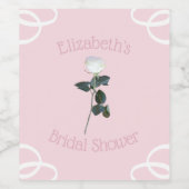 Witte Roos Bloemblad Roze Bruidsdouche Wijn Etiket (Enkel label)