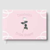 Witte Roos Bloemblad Roze Bruiloft Feest Gastenboek (Voorkant)