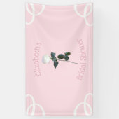 Witte Roos Bloemblad Roze Bruiloft Feest Spandoek (Verticaal)