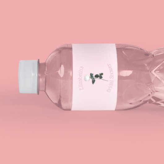 Witte Roos Bloemblad Roze Bruiloftsfeest Waterfles Etiket