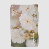 Witte Roos Bloemen Botanische Foto En Aangepaste N Golfhanddoek (Voorkant)