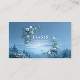 Witte Roos Bloemen en Nevelblauw Bergdal Visitekaartje