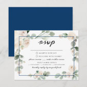 Witte Roos Bloemen Marine Blauw RSVP Maaltijden (Voorkant / Achterkant)