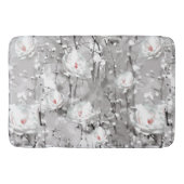 Witte roos bloemengrijs roze elegant badmat (Voorkant)