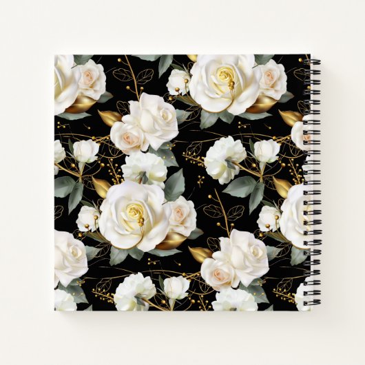 Witte roos bloemenkruis notitieboek (Achterkant)