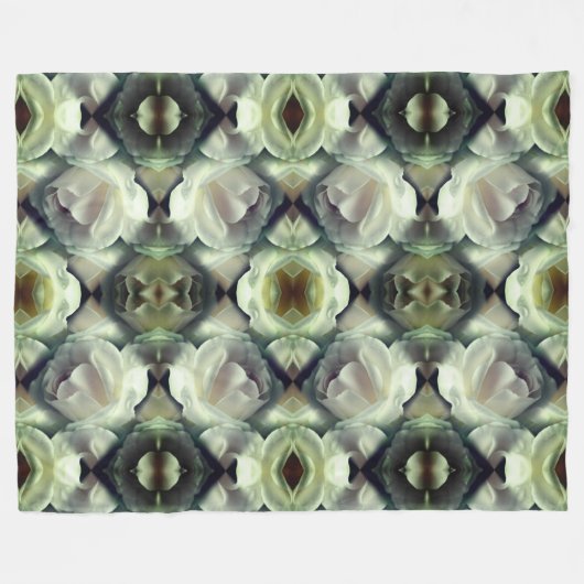 Witte roos bloemig Abstract patroon Fleece Deken (Voorkant (Horizontaal))