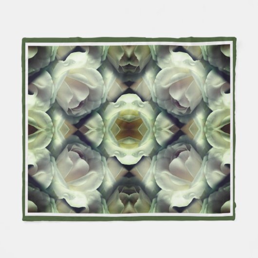 Witte roos bloemig Abstract patroon Fleece Deken (Voorkant (Horizontaal))