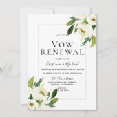 Witte Roos Bloemige Crème Geloftenvernieuwing Kaart (Voorkant)