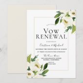 Witte Roos Bloemige Crème Huwelijksbelofte Vernieu Kaart (Voorkant / Achterkant)