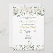 Witte roos boeket bruiloft uitnodiging (Voorkant)