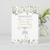 Witte roos boeket bruiloft uitnodiging (Staand voorkant)