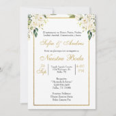 Witte roos boeket bruiloft uitnodiging (Voorkant)