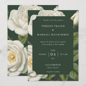 Witte Roos Botanisch Patroon Uitnodiging (Voorkant / Achterkant)