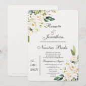 Witte roos bruiloft in het Spaans Kaart (Voorkant / Achterkant)