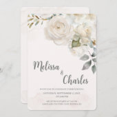 Witte roos bruiloft uitnodiging (Voorkant / Achterkant)
