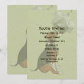 Witte roos cute beagle pup dier feestje kaart (Voorkant / Achterkant)