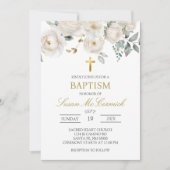 Witte roos doop uitnodiging (Voorkant)