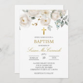 Witte roos doop uitnodiging (Voorkant / Achterkant)