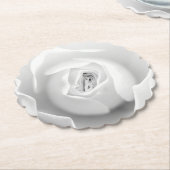 Witte Roos | Elegant Bloemendesign Kartonnen Onderzetters (Gekanteld)