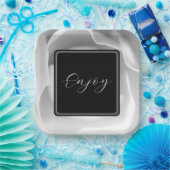 Witte Roos | Elegant Bloemendesign Papieren Bordje (Feest)