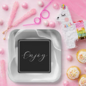 Witte Roos | Elegant Bloemendesign Papieren Bordje (Feest)