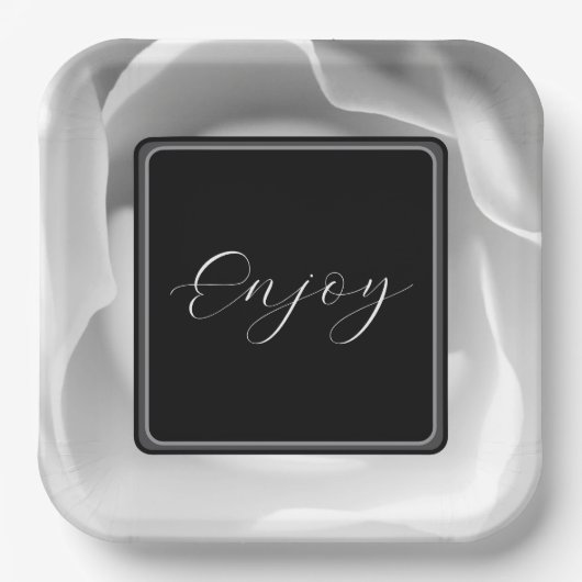 Witte Roos | Elegant Bloemendesign Papieren Bordje (Voorkant)