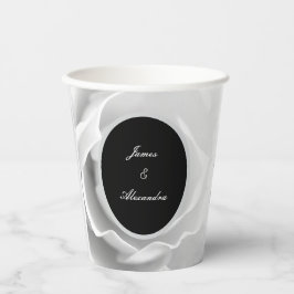 Witte Roos | Elegant Modern Bloemendesign Papieren Bekers