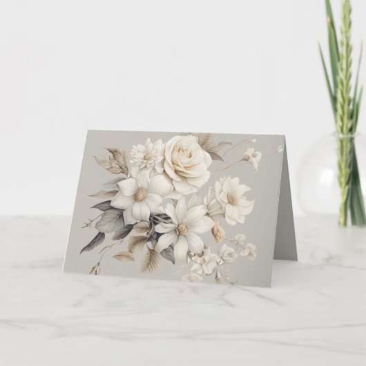 Witte Roos Elegante Bloemboeket Bedankkaart (Voorkant)