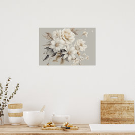 Witte Roos Elegante Bloemenboeket Poster