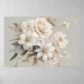 Witte Roos Elegante Bloemenboeket Poster (Voorkant)