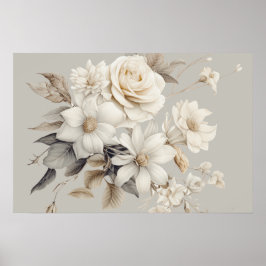 Witte Roos Elegante Bloemenboeket Poster