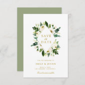 witte roos en griep bewaren de datumkaart save the date (Voorkant / Achterkant)