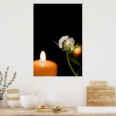 Witte roos en kaars poster (Keuken)