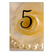 Witte Roos en Parels Trouwtafel Nummers Kaart (Voorkant)