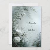 Witte Roos en Stof Grijs Varentje Wintertrouw Kaart (Voorkant)