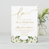 witte roos en uitnodiging voor een griekse bruilof (Staand voorkant)