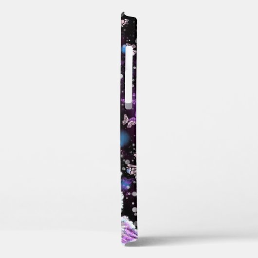 Witte roos en vlinders iPhone Case (Achterkant / Links)