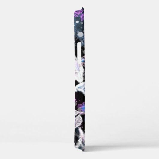 Witte roos en vlinders iPhone Case (Achterkant / Rechts)