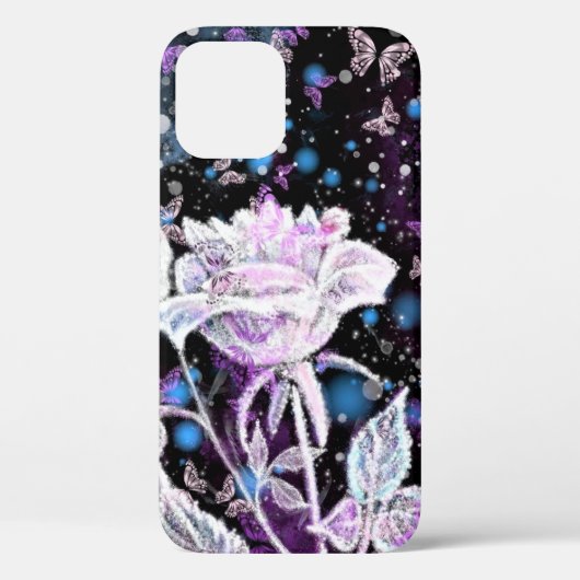 Witte roos en vlinders iPhone Case (Achterkant)