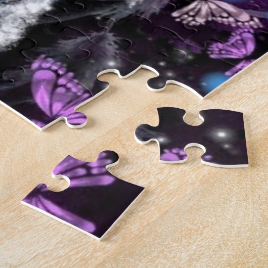 Witte roos en vlinders puzzel (Zijkant)