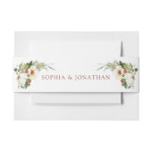 Witte Roos en Wild Strawberry Wedding Uitnodigingen Wikkel (Voorkant Voorbeeld)