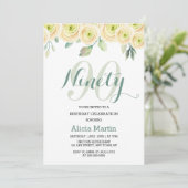 Witte Roos Eucalyptus Flora 90e Verjaardag Kaart (Staand voorkant)